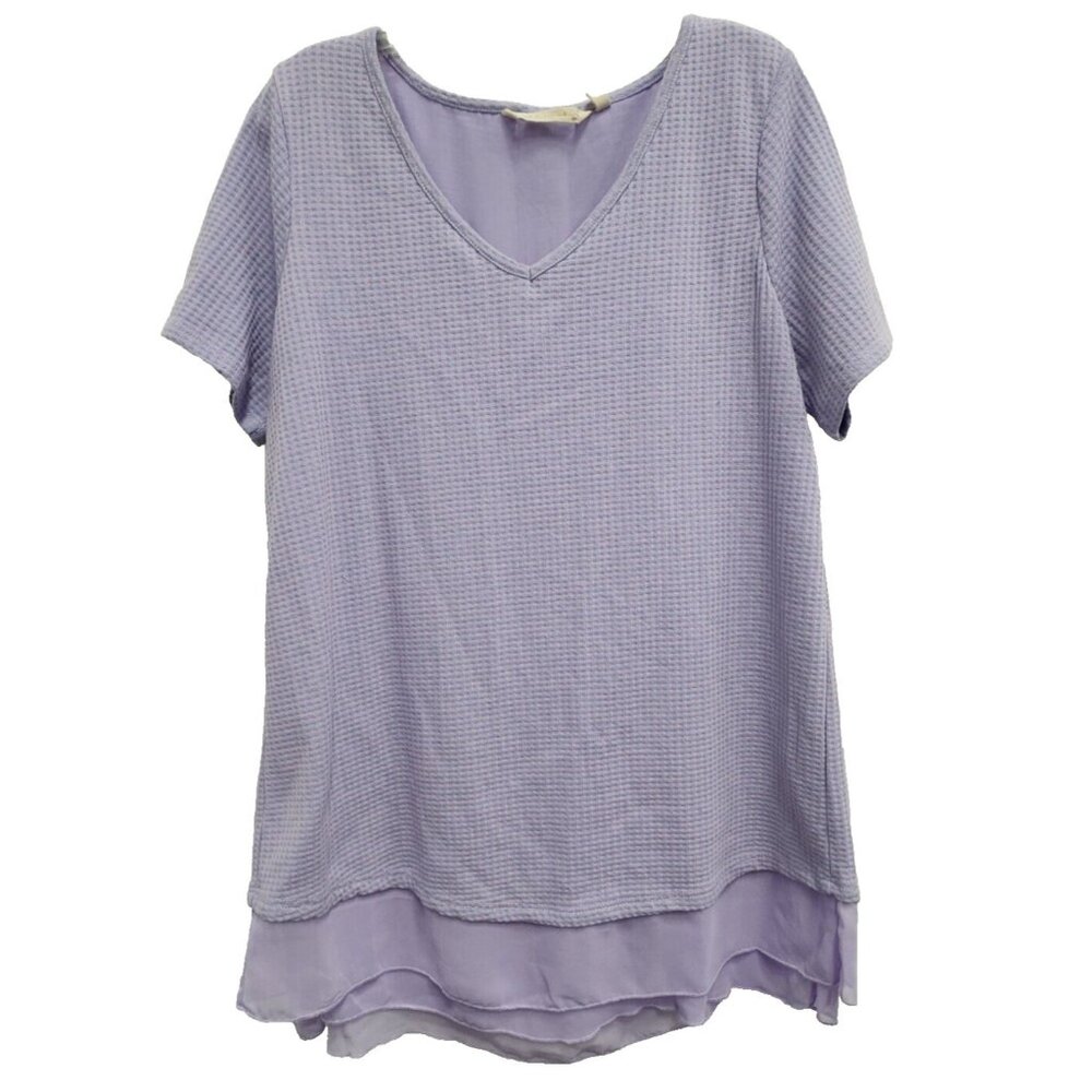 Soft Surroundings Lavender Waffle Knit V-Neck Tunic